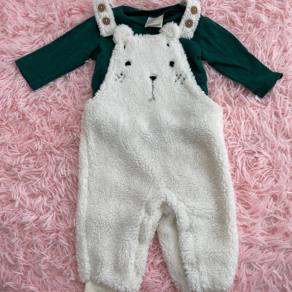 2 piece teddy overalls
